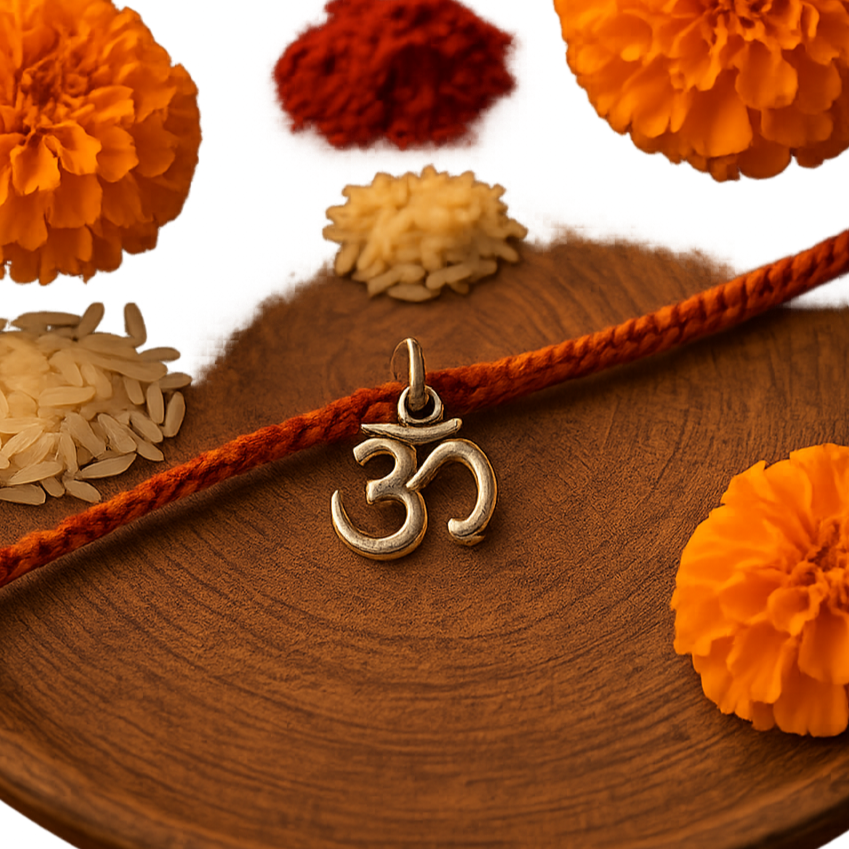 Silver Om rakhi