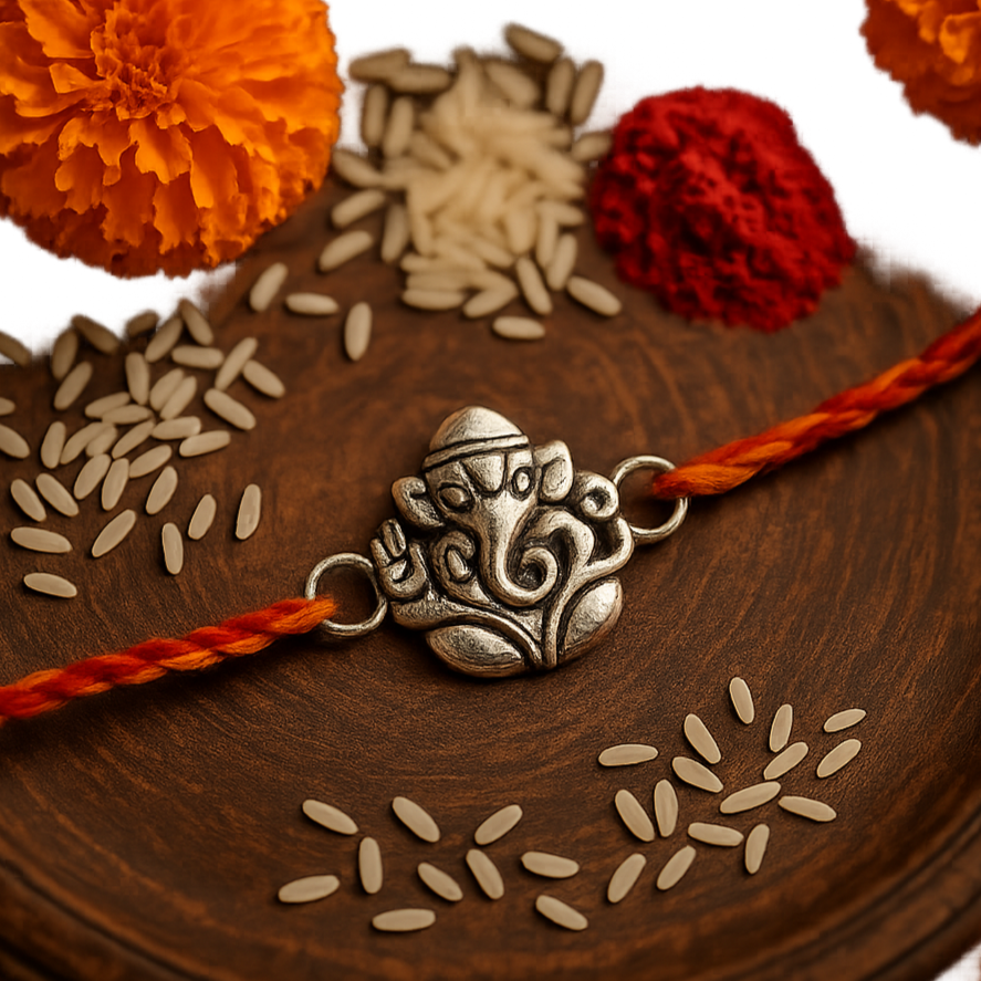 Silver ganesha rakhi
