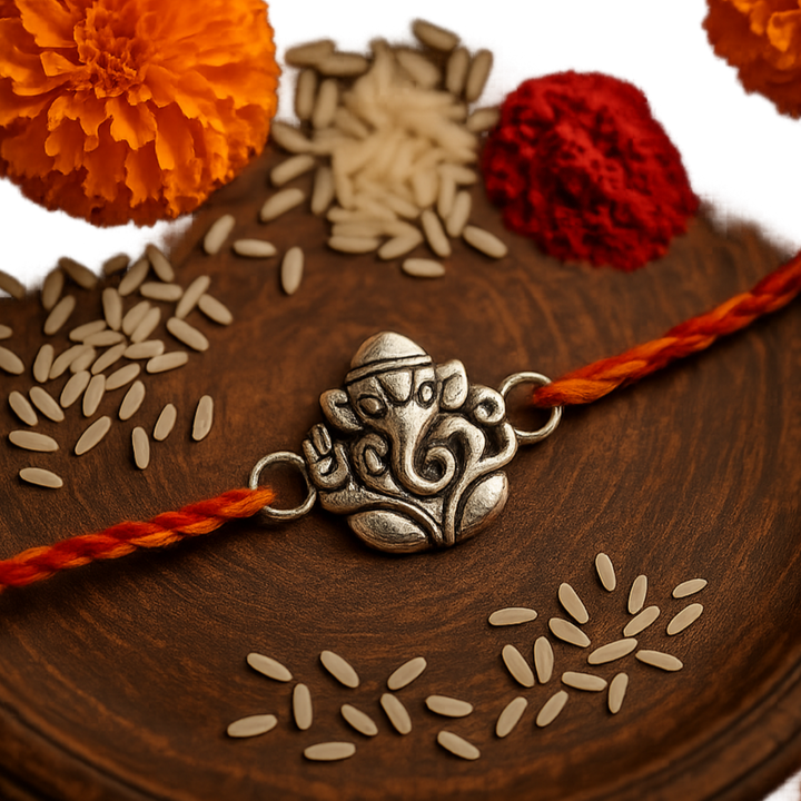Silver ganesha rakhi