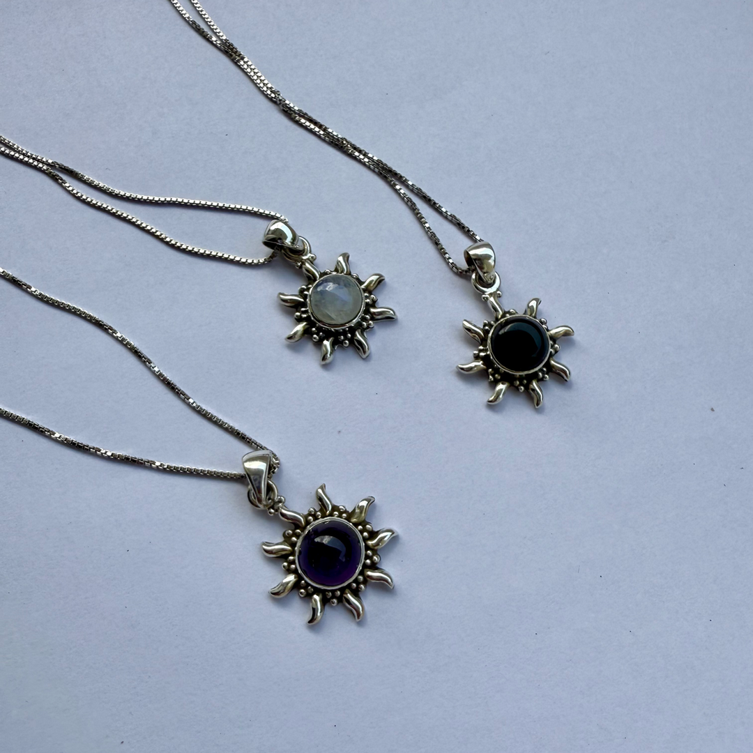 Gemstone sun necklace
