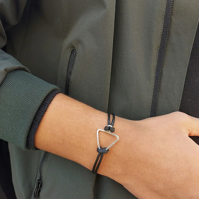 Silver charm leather bracelet