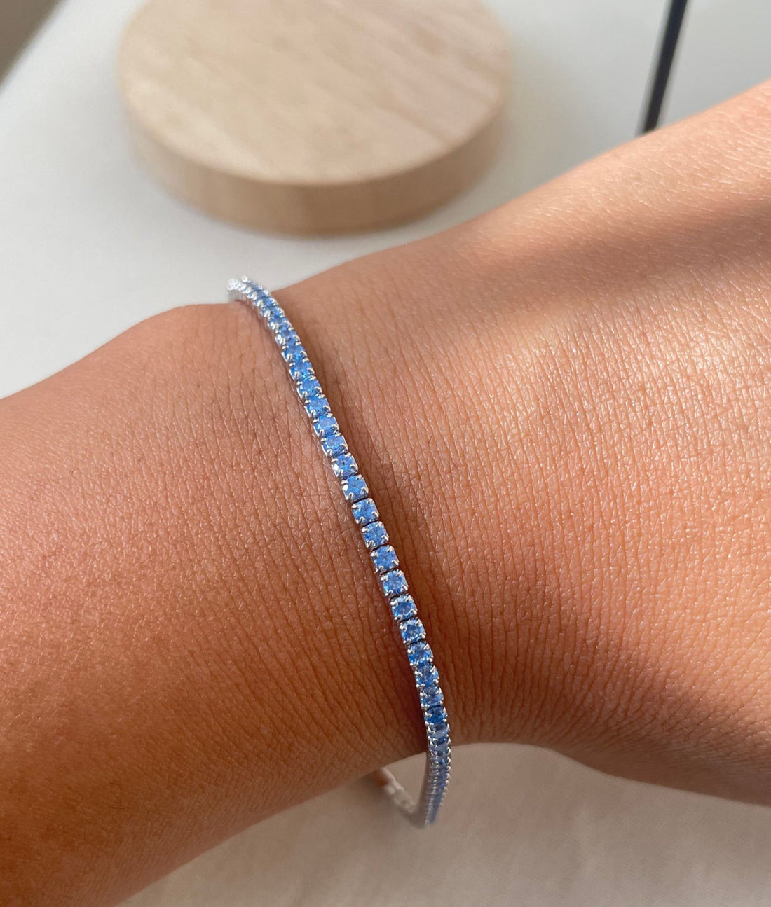 Blue zircon tennis bracelet