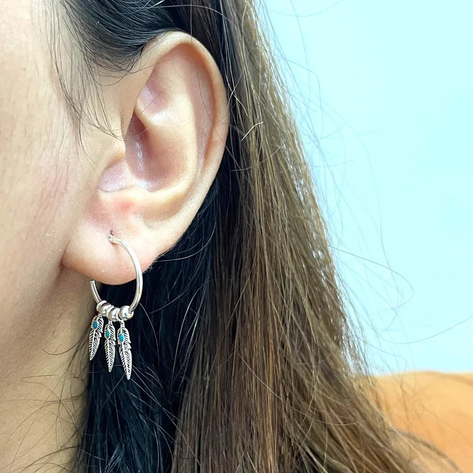Boho feather hoops
