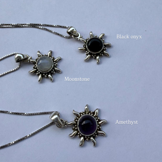 Gemstone sun necklace