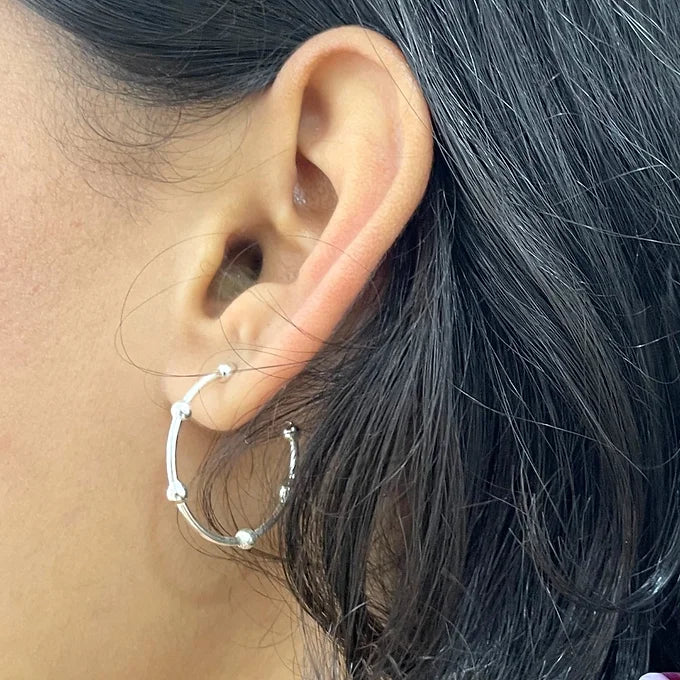 silver ball hoops