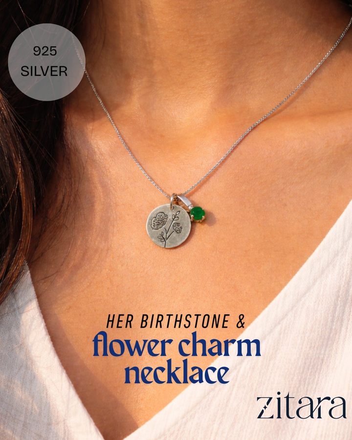 Birthstone & flower charm locket