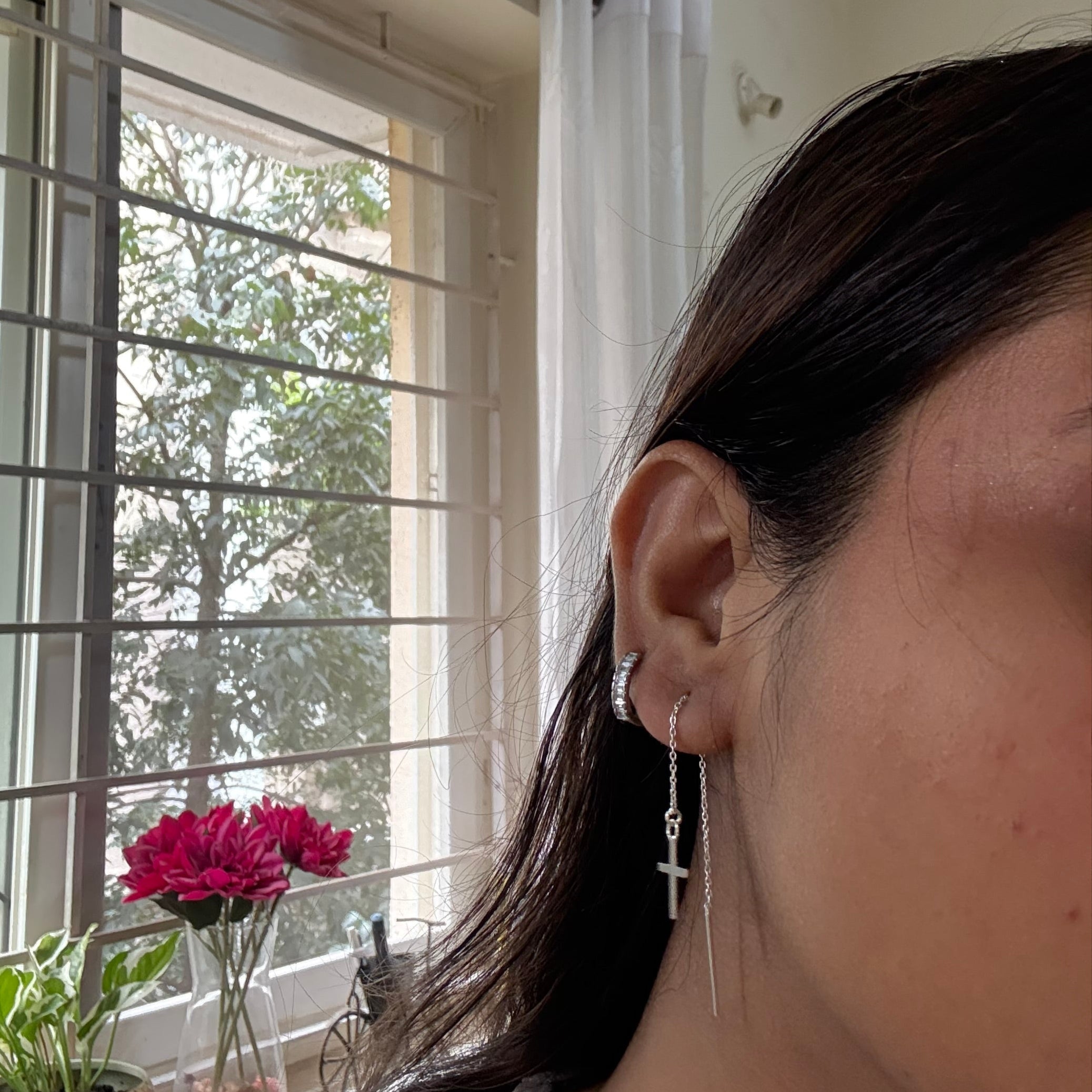 Cross threader earrings