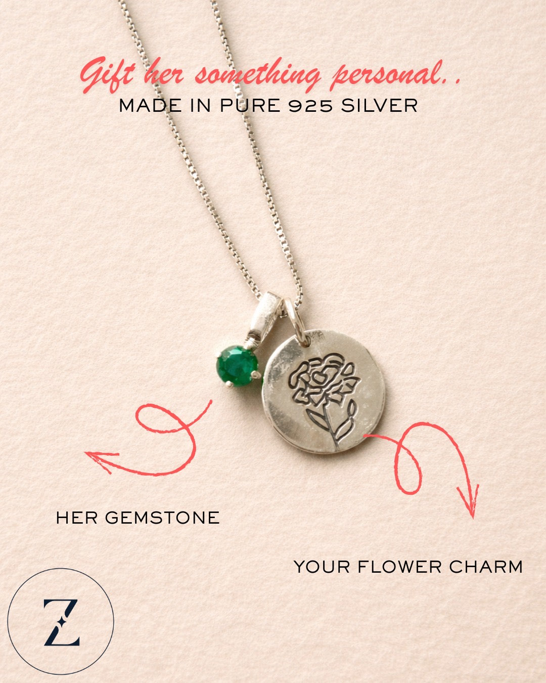 Birthstone & flower charm locket
