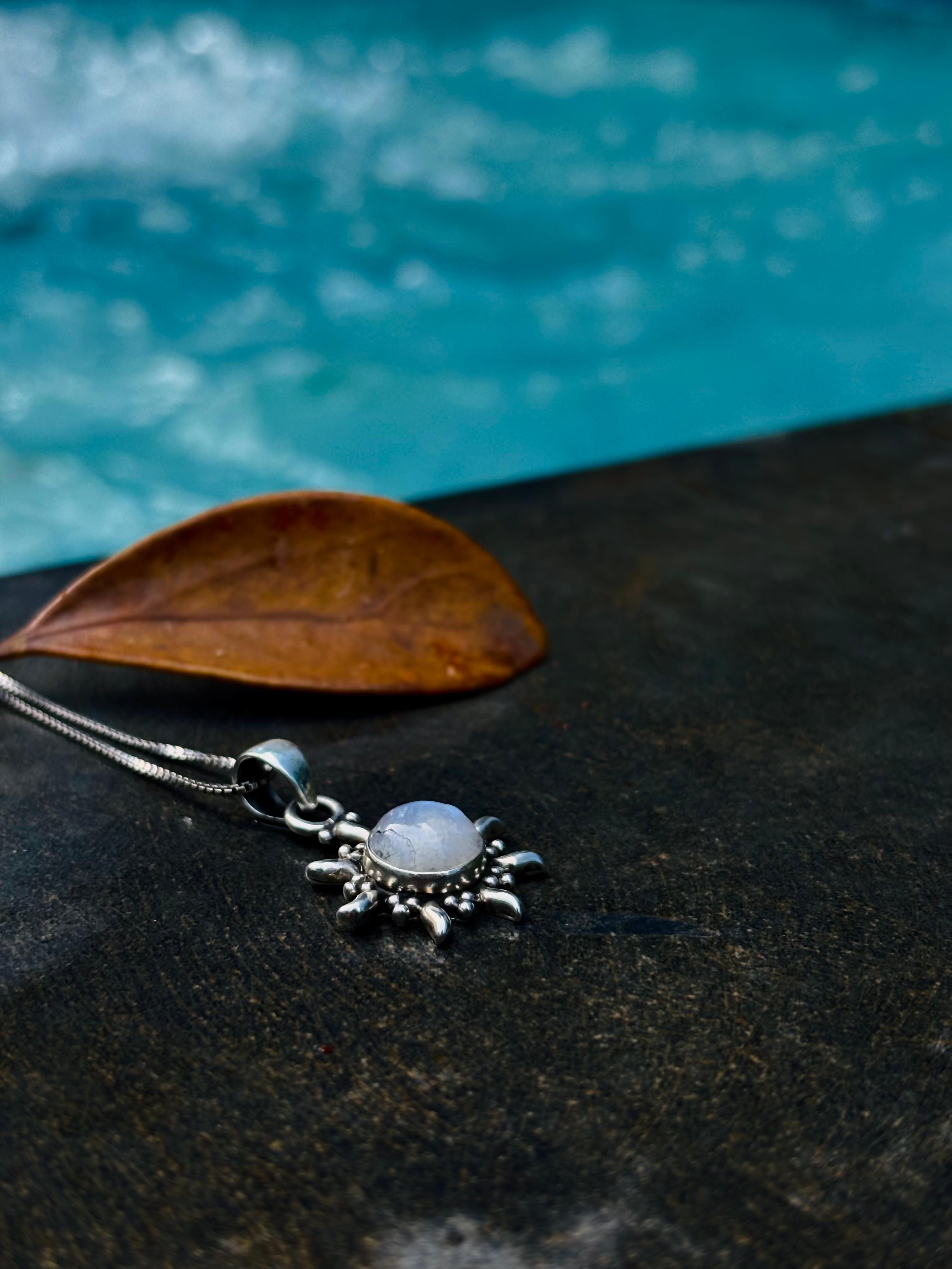 Moonstone sun necklace