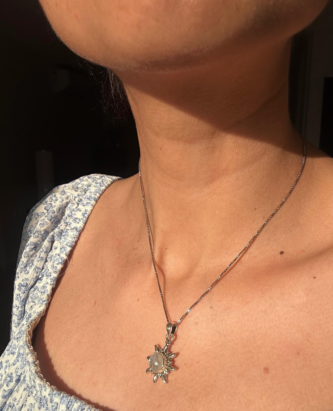 Moonstone sun necklace