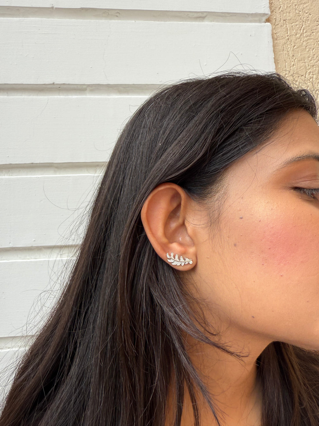 Leaf slider earrings
