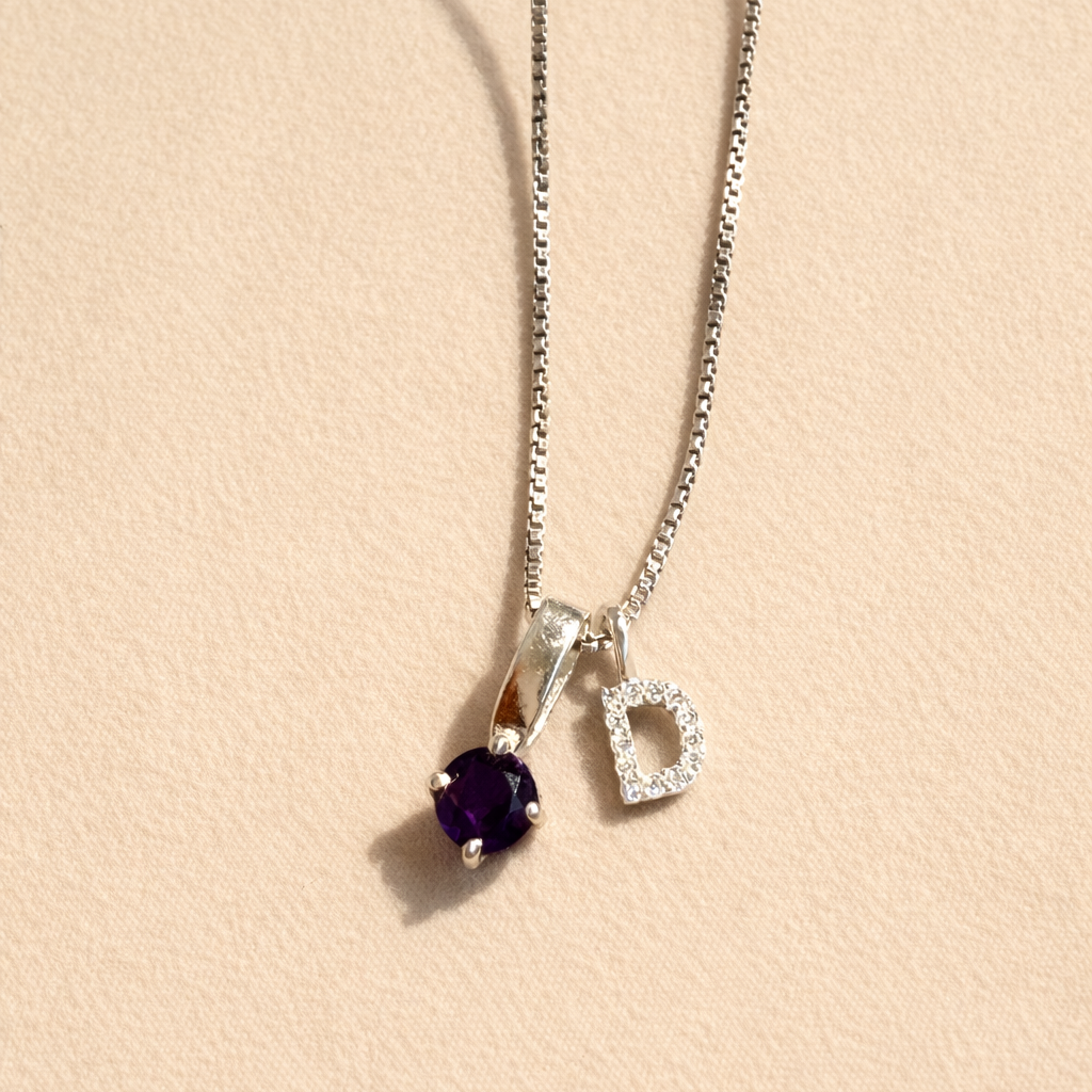 Birthstone & initial necklace