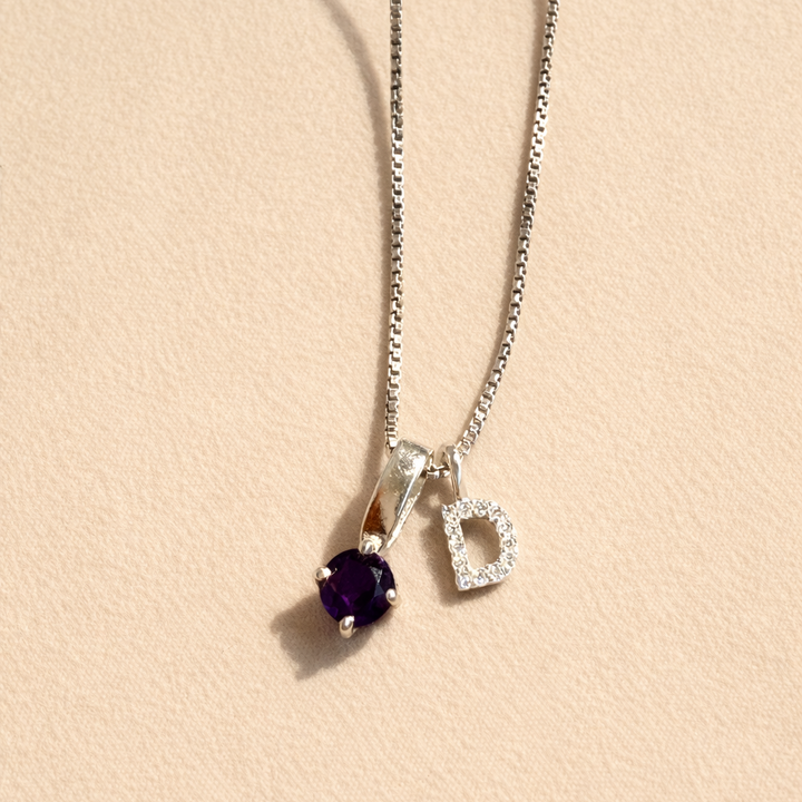 Birthstone & initial necklace