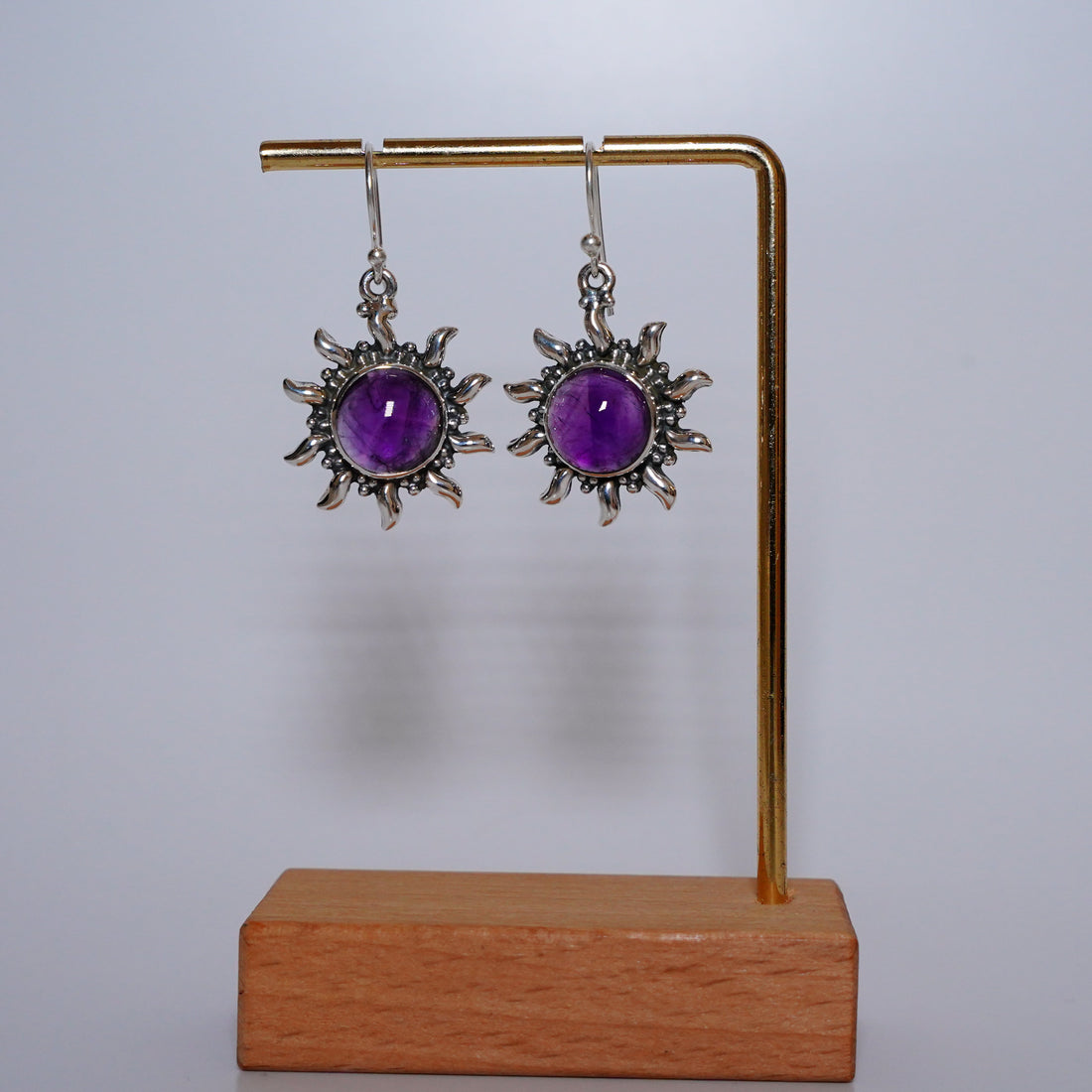 Amethyst sun earrings
