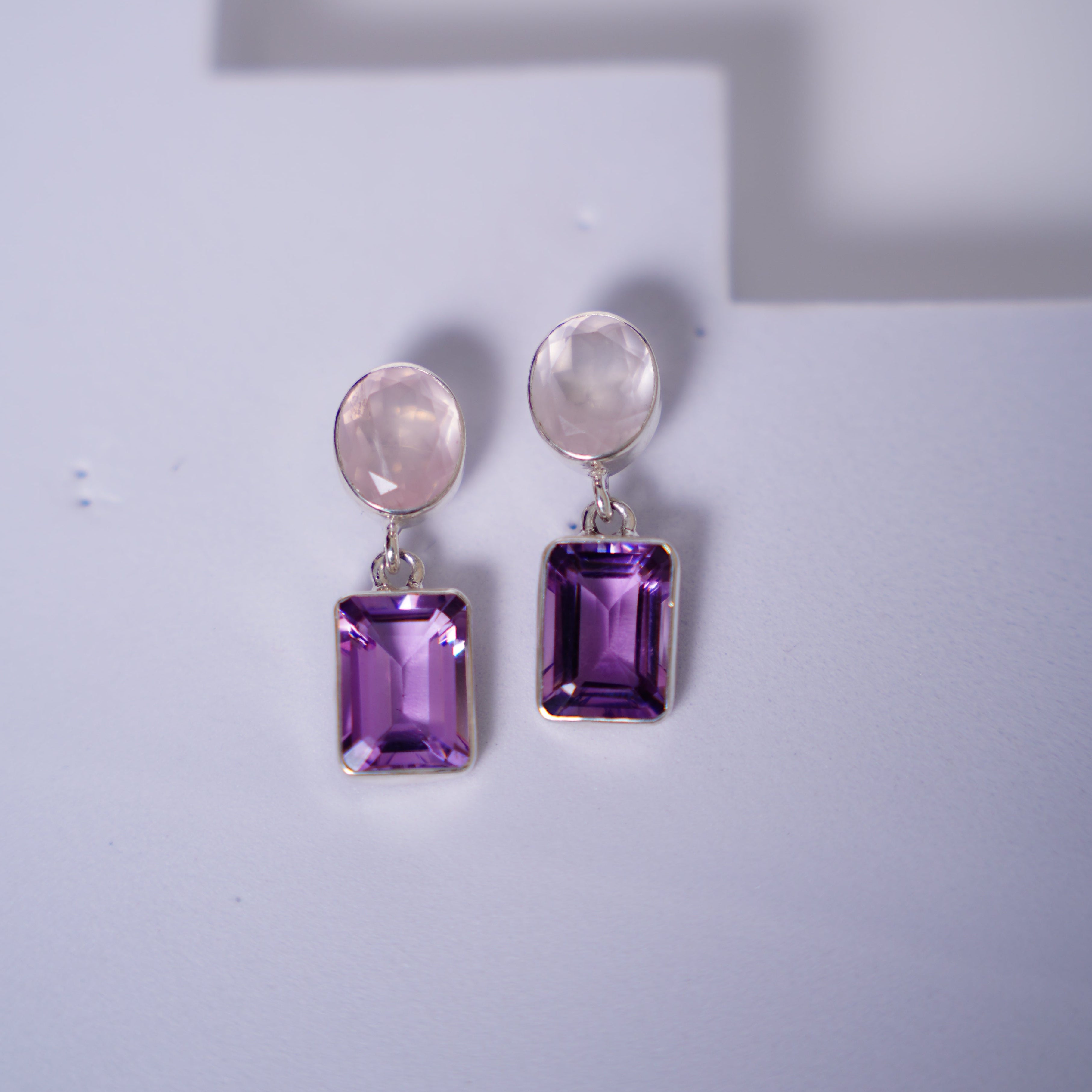 Amethyst & Rose quartz earrings