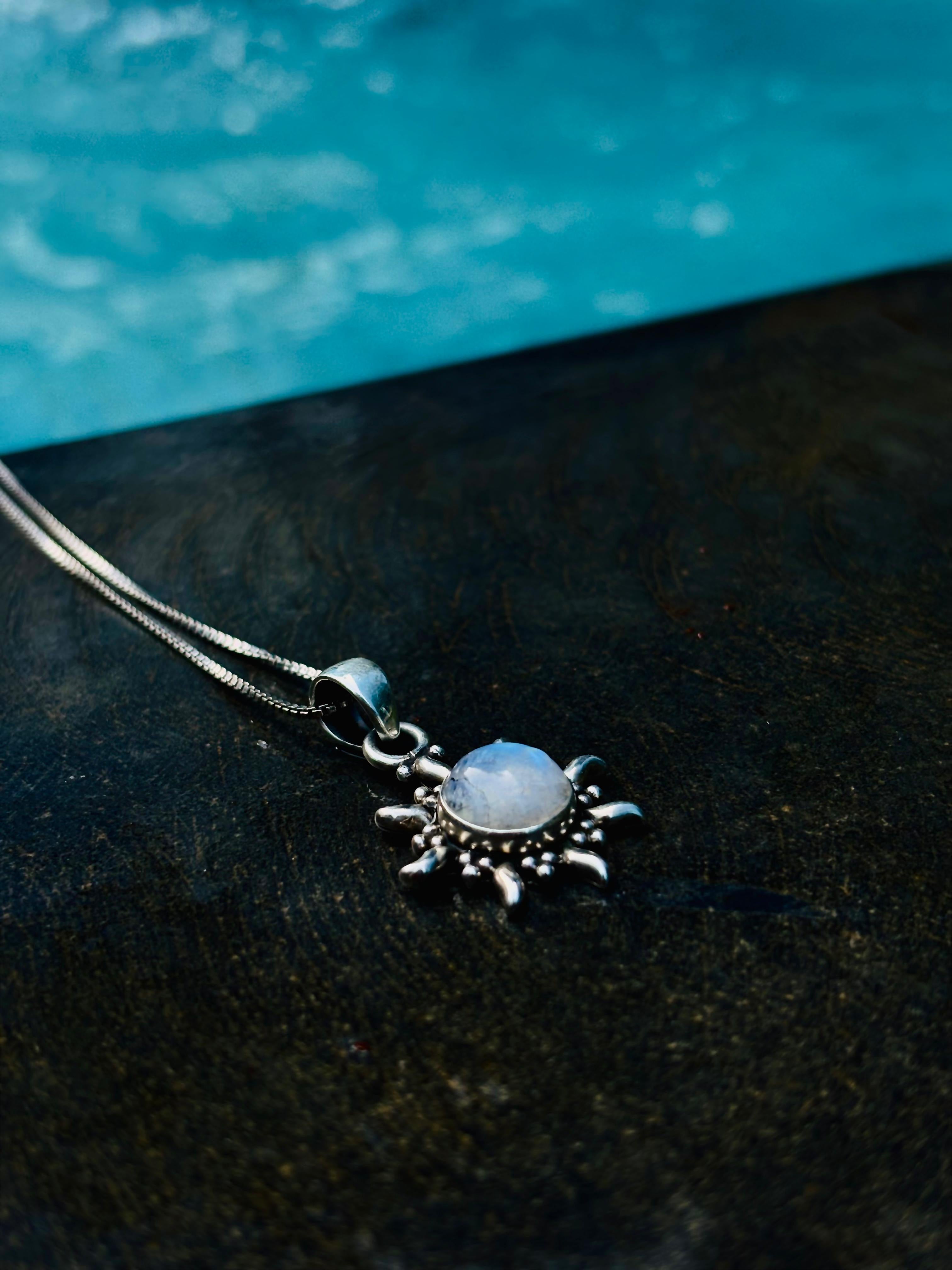 Moonstone sun necklace