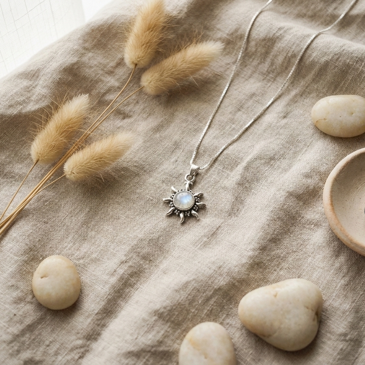 Moonstone sun necklace