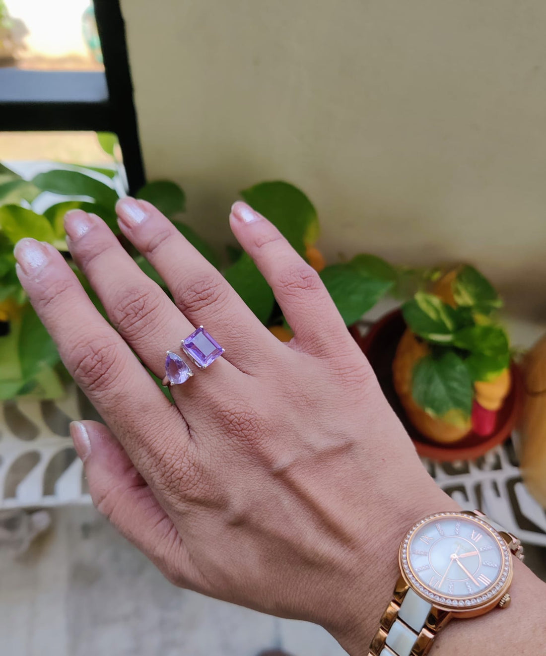 Toi et moi amethyst ring