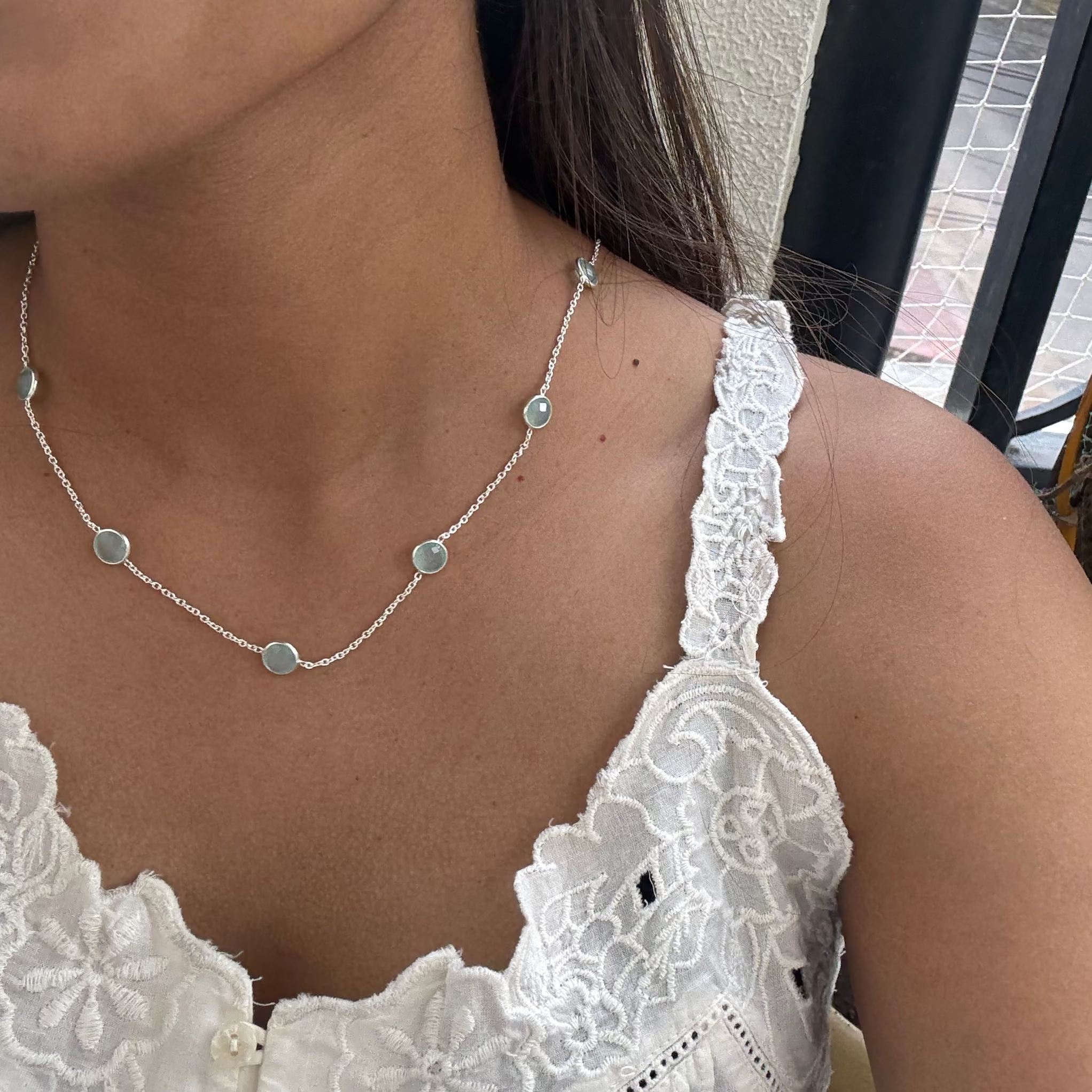 Aqua calcy necklace