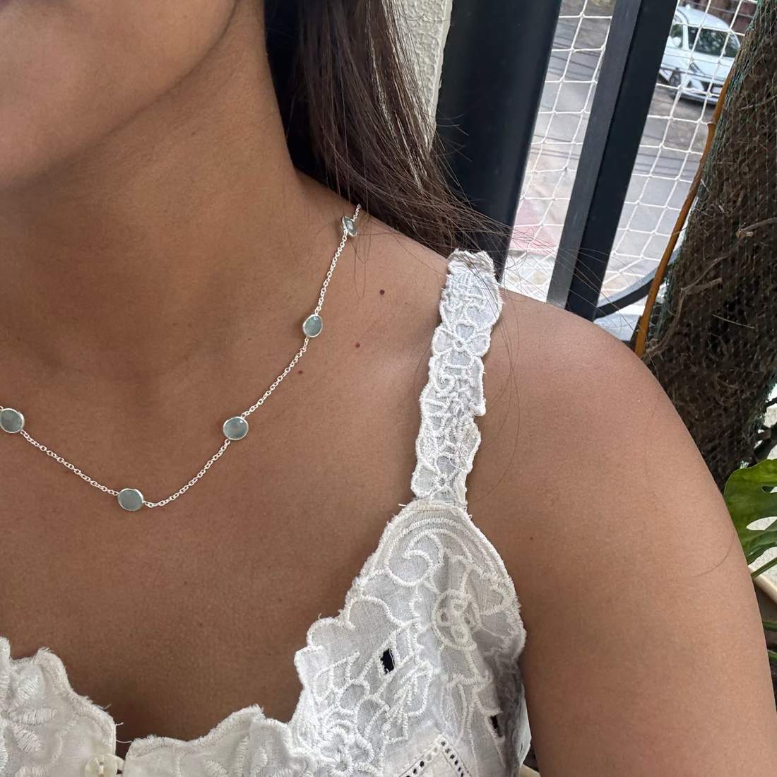 Aqua calcy necklace
