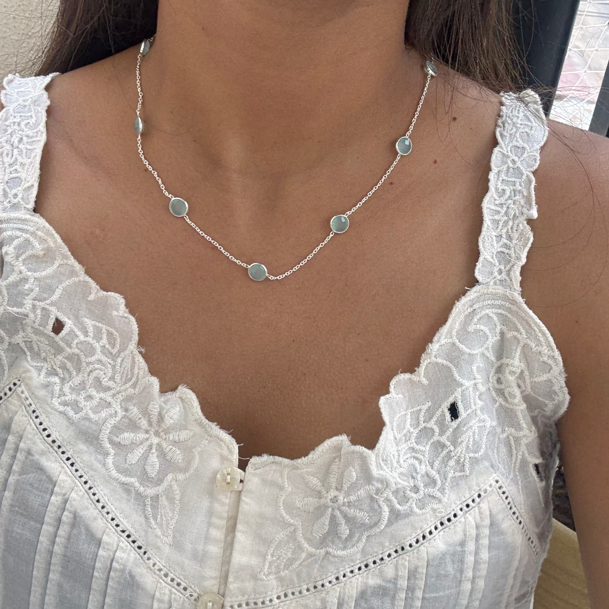 Aqua calcy necklace