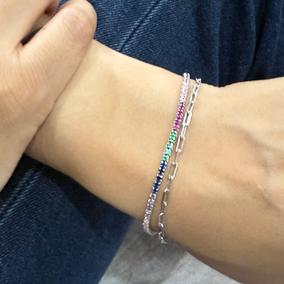 Double layer tennis bracelet