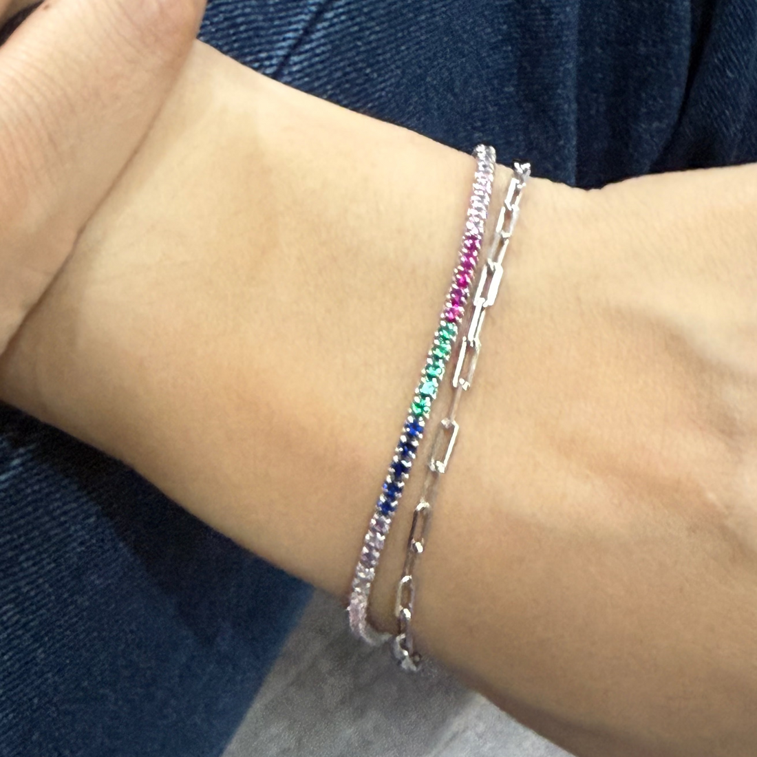 Double layer tennis bracelet