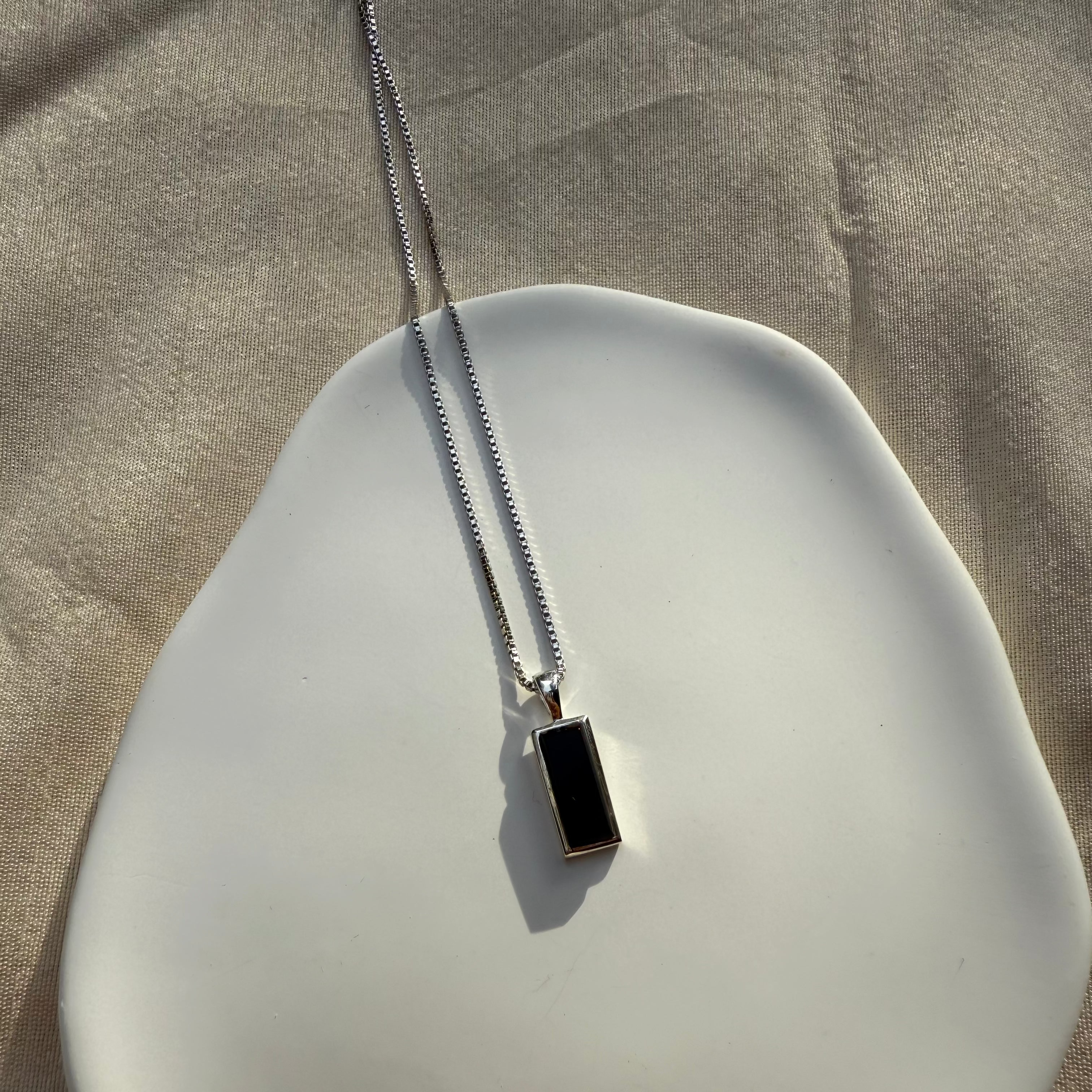 Black onyx bar locket
