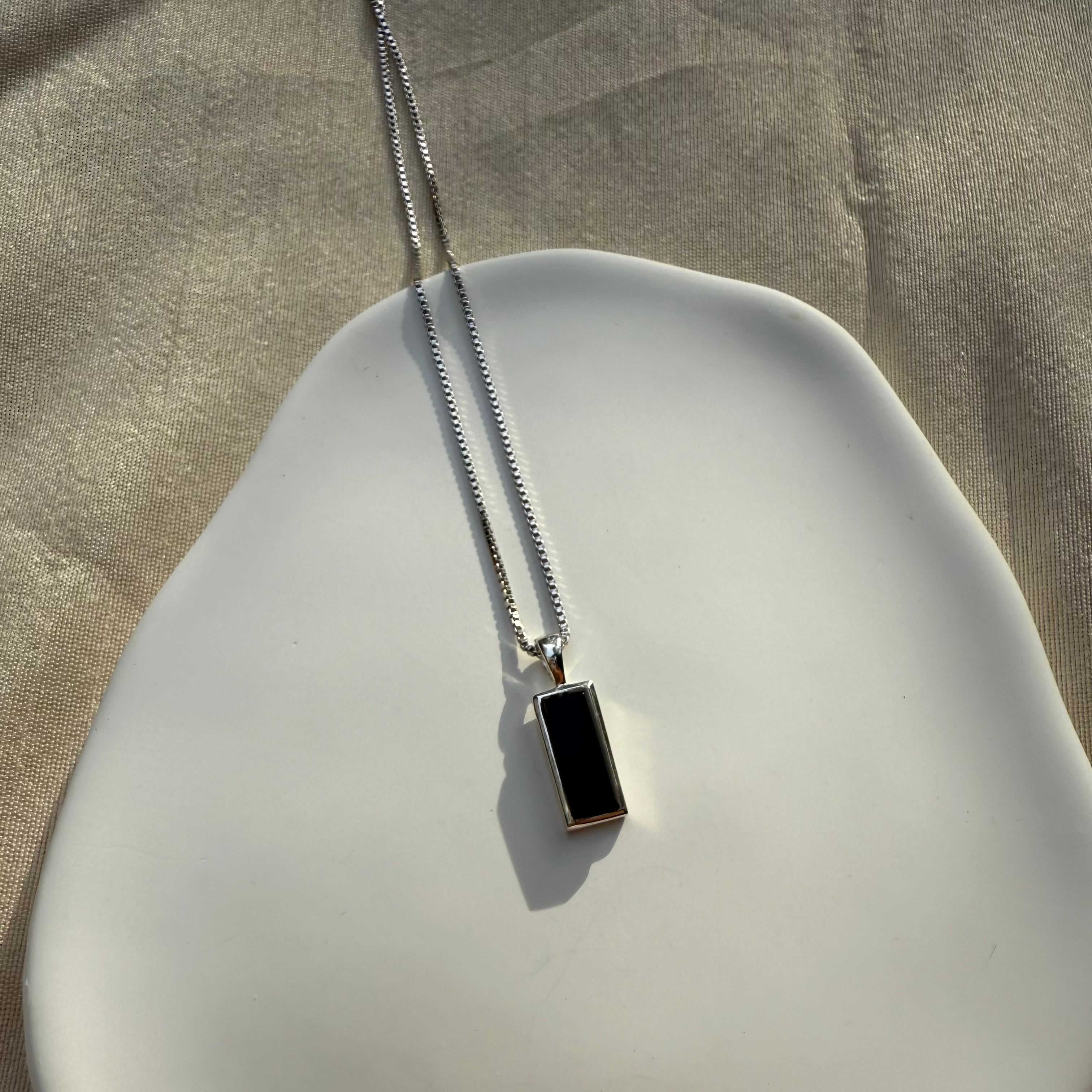 Black onyx bar locket