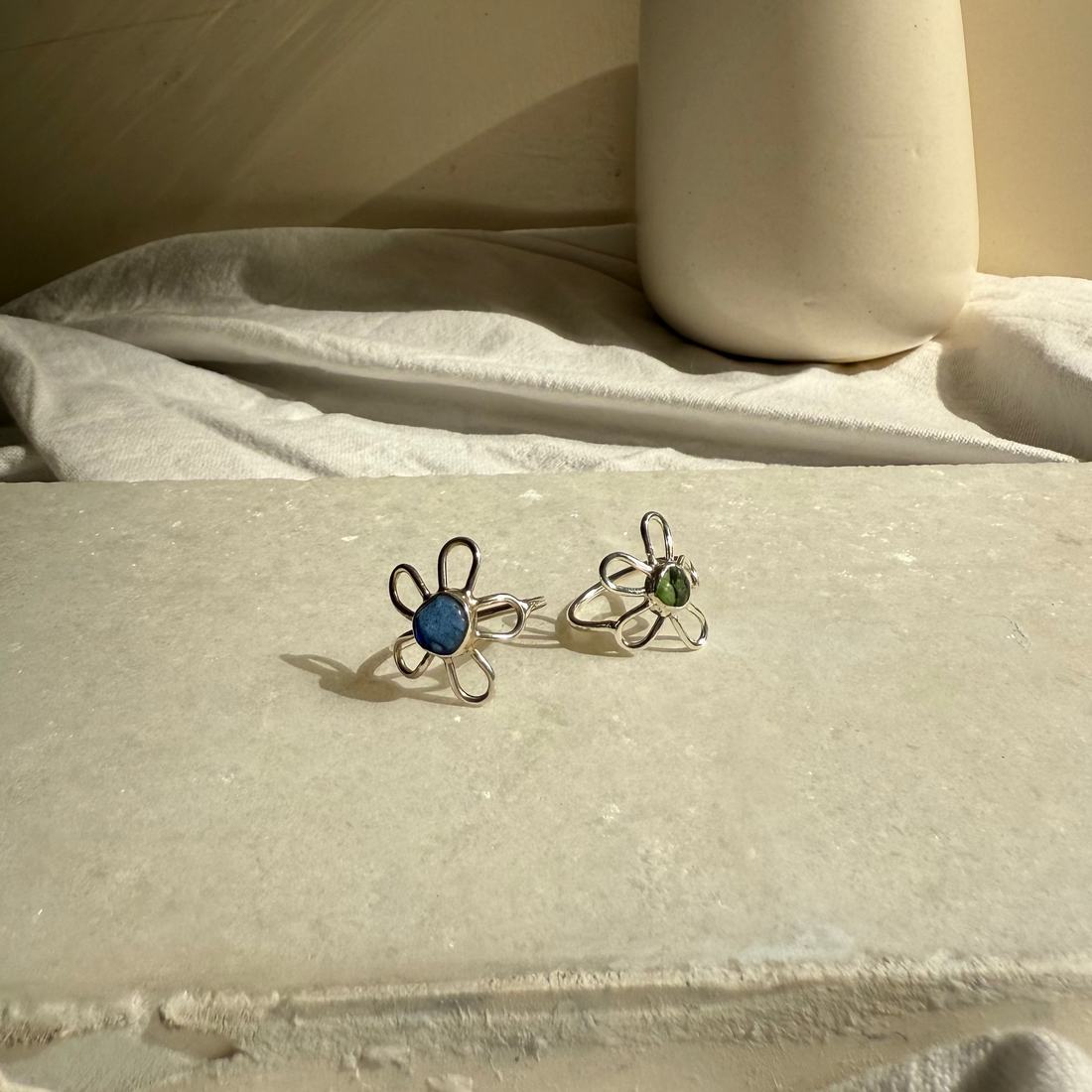 Sea glass flower ring