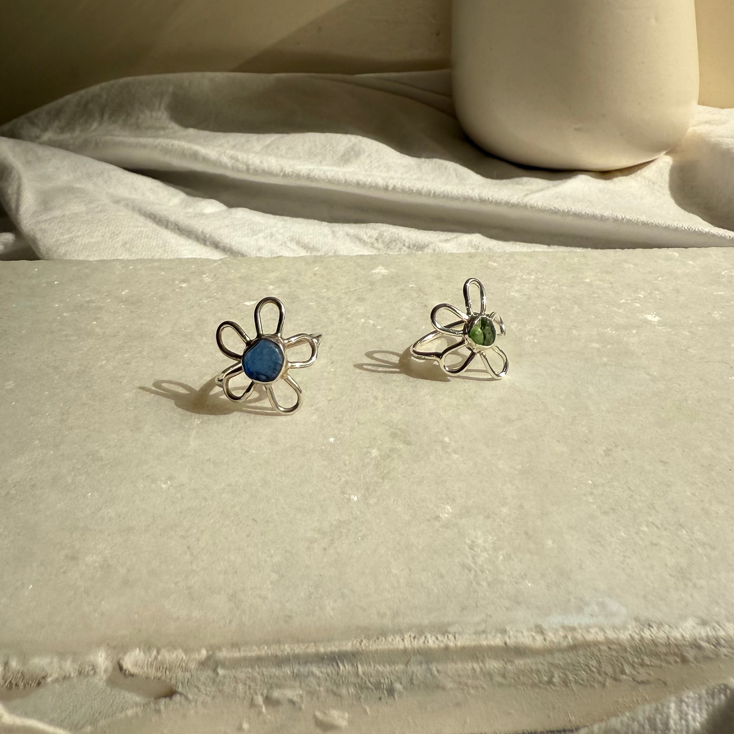 Sea glass flower ring