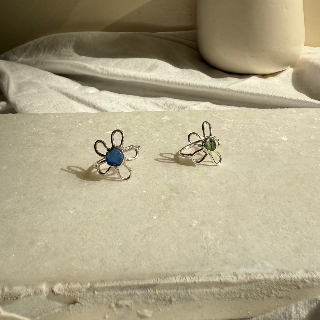 Sea glass flower ring