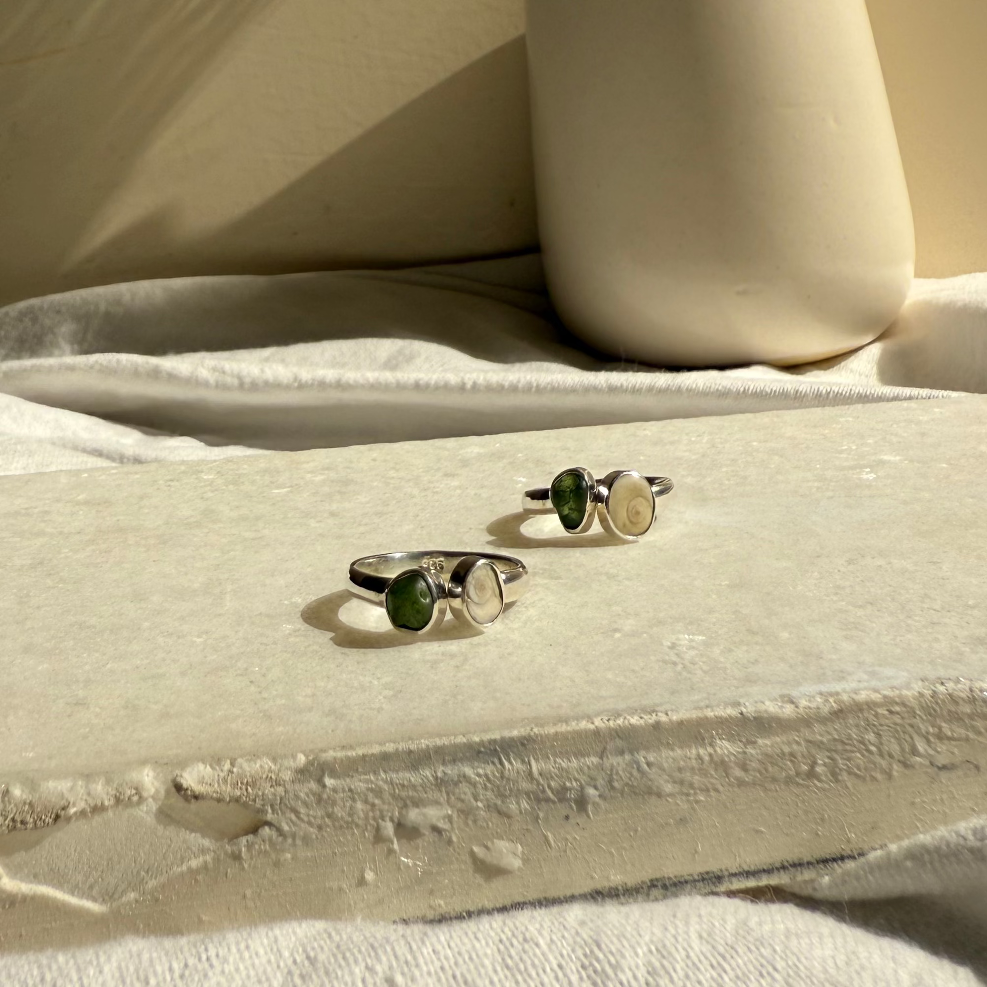 Sea glass shiva ring