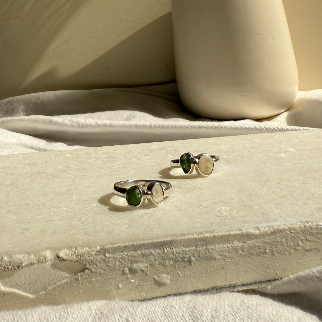 Sea glass shiva ring