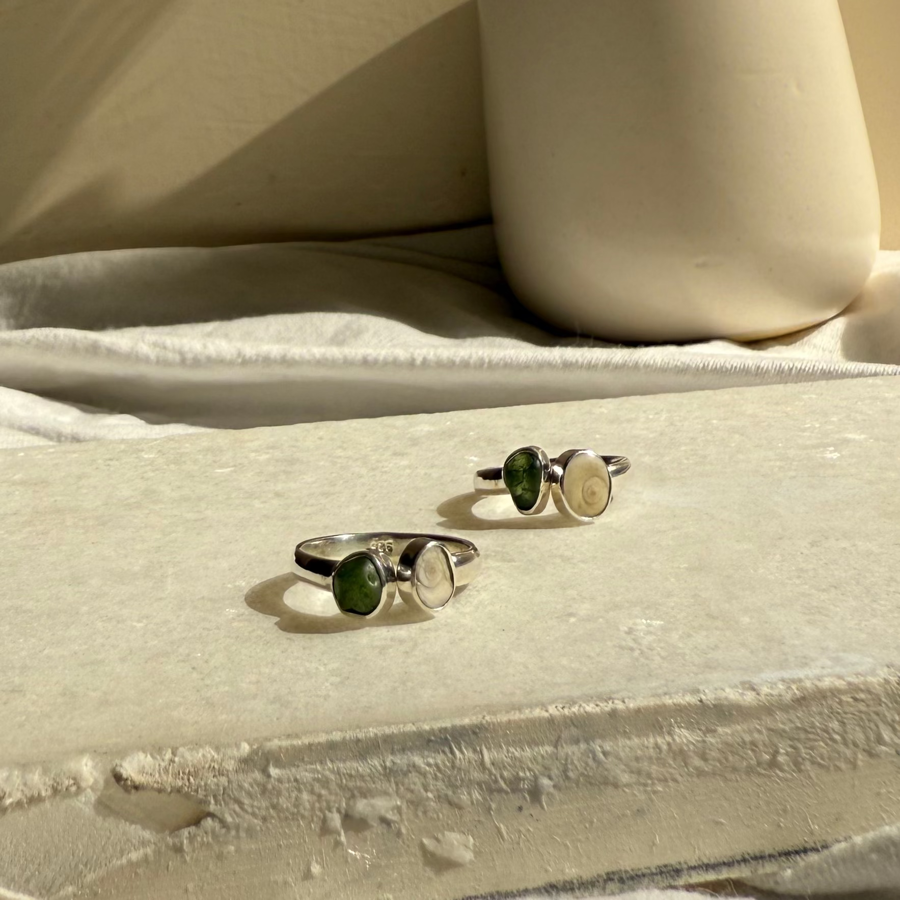 Sea glass shiva ring
