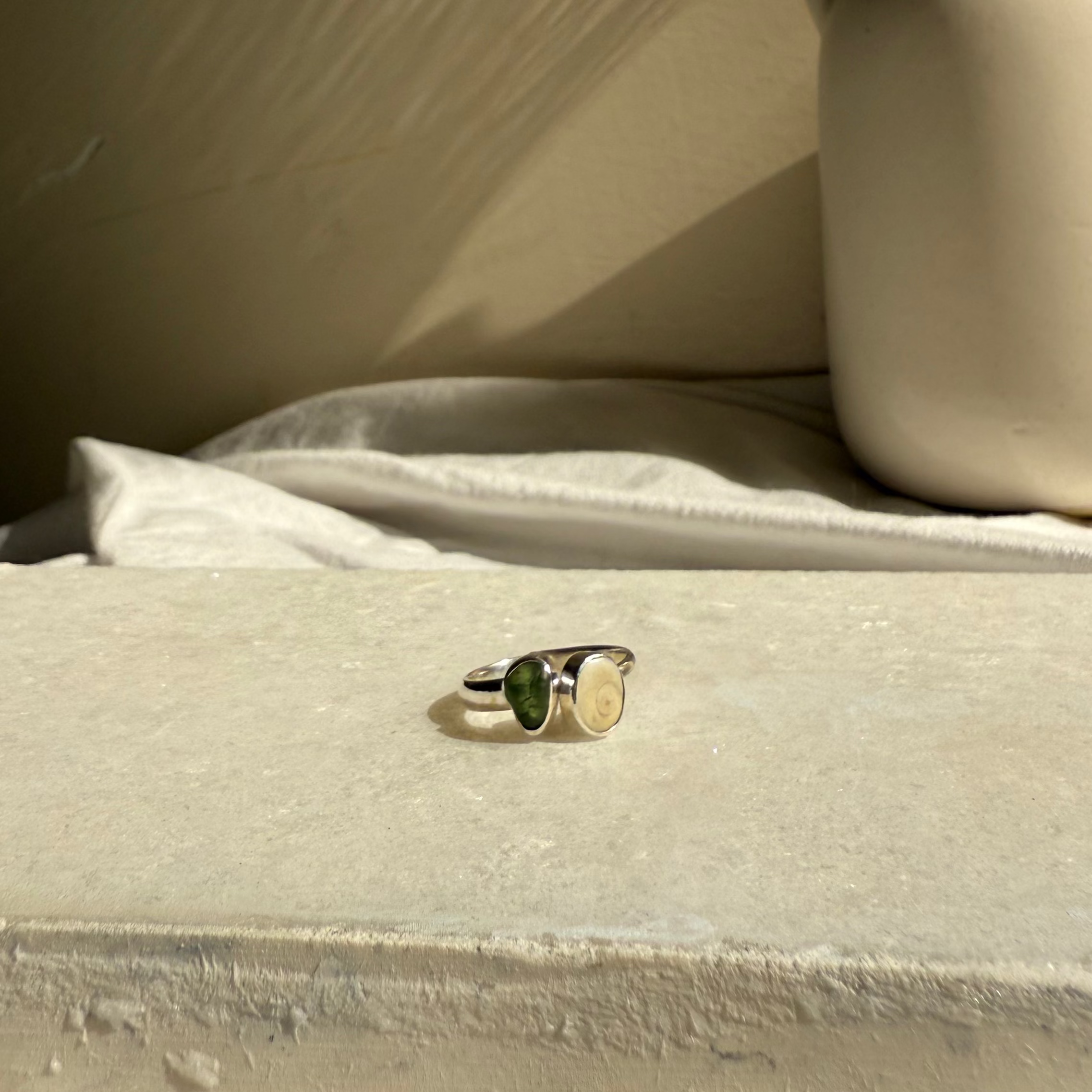 Sea glass shiva ring