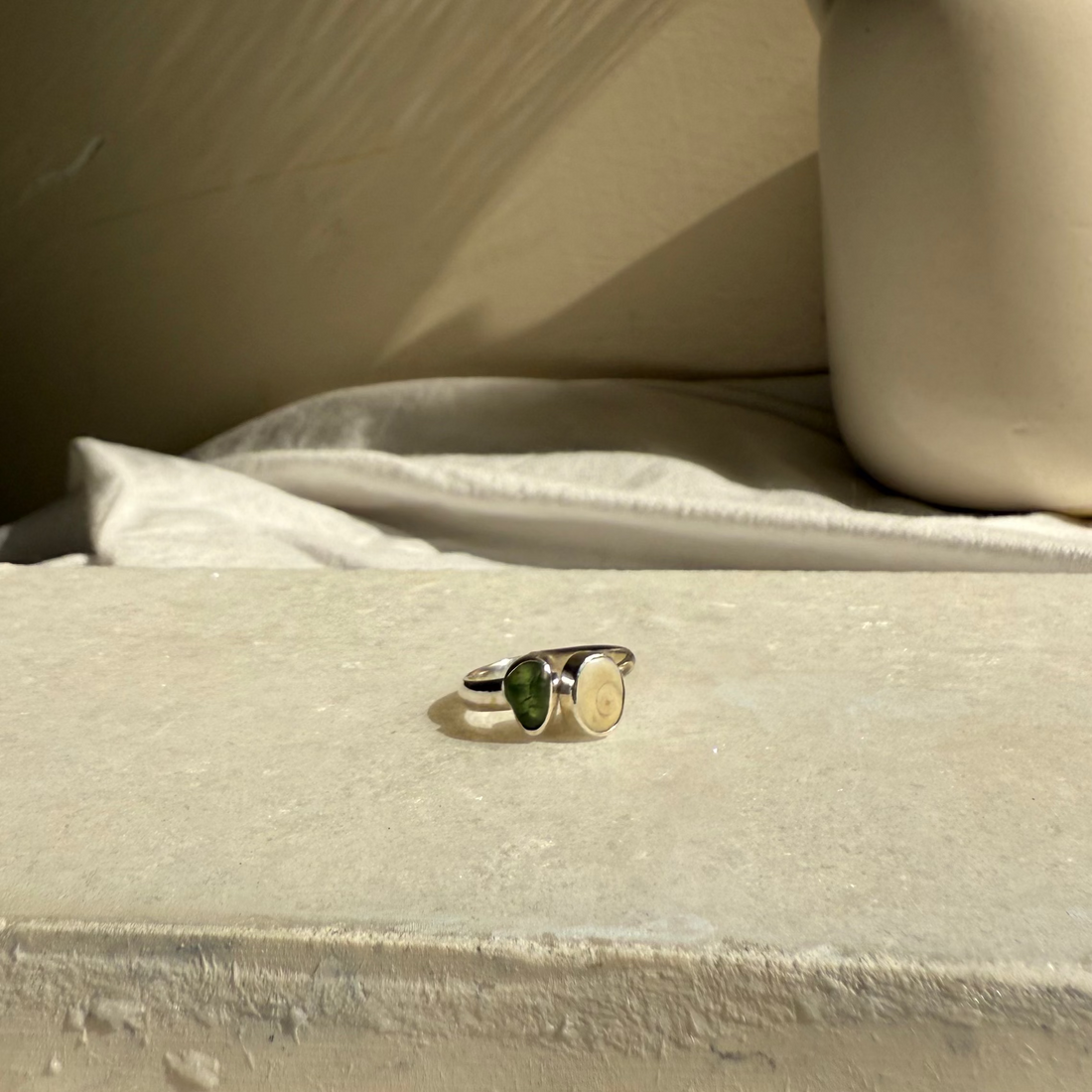 Sea glass shiva ring