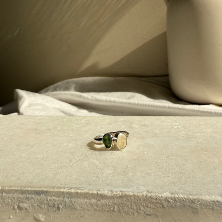 Sea glass shiva ring