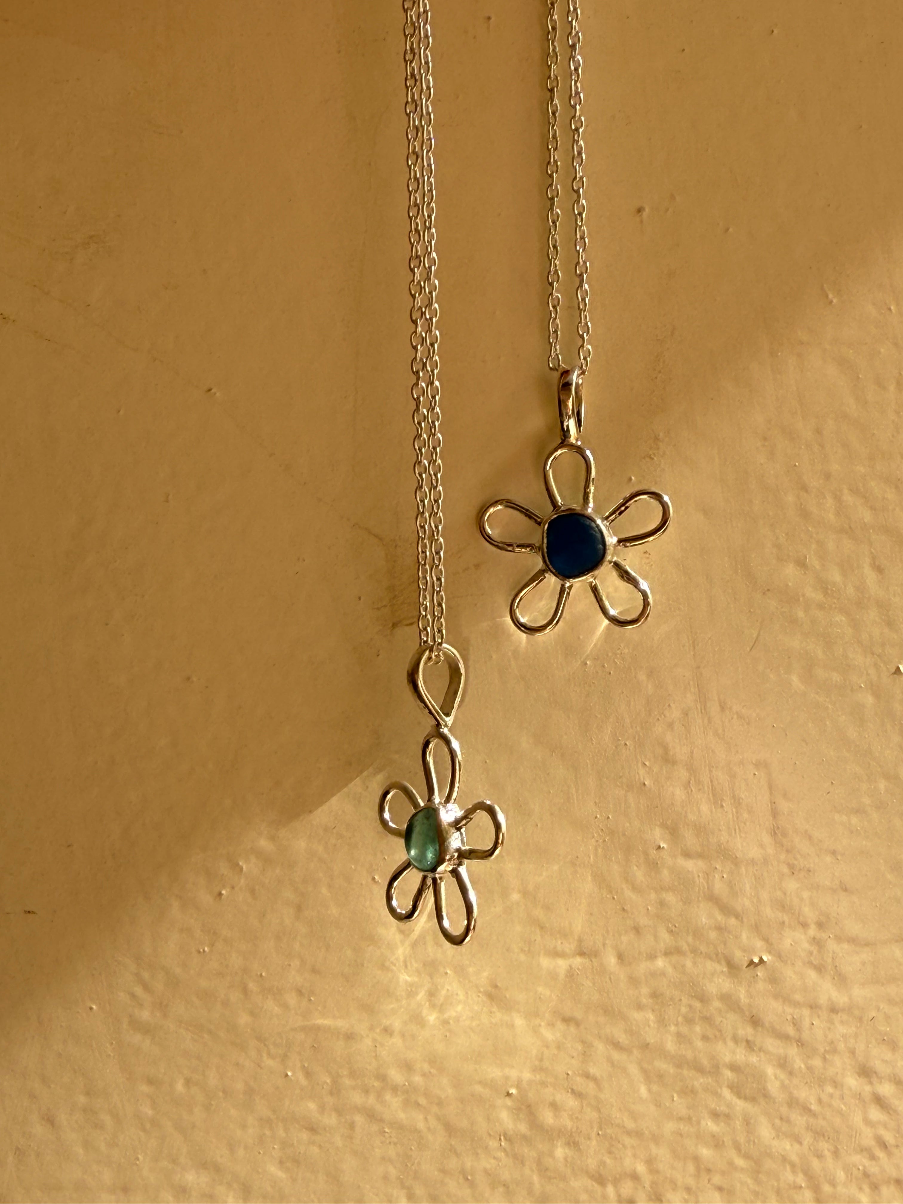 Sea glass flower locket