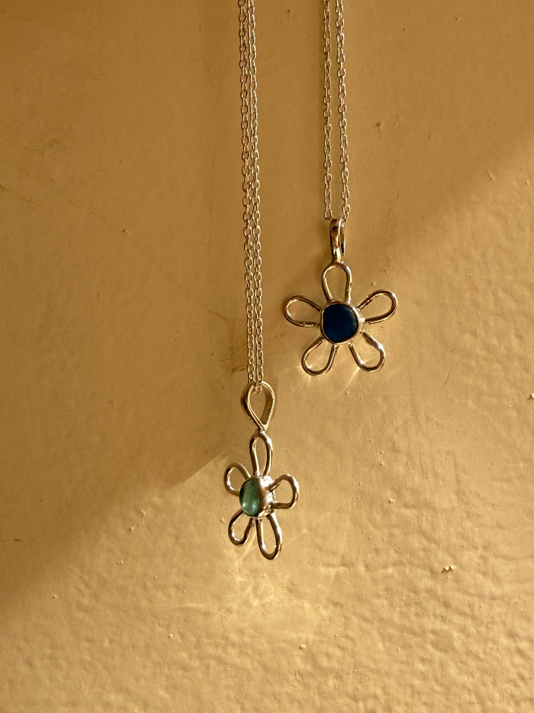 Sea glass flower locket