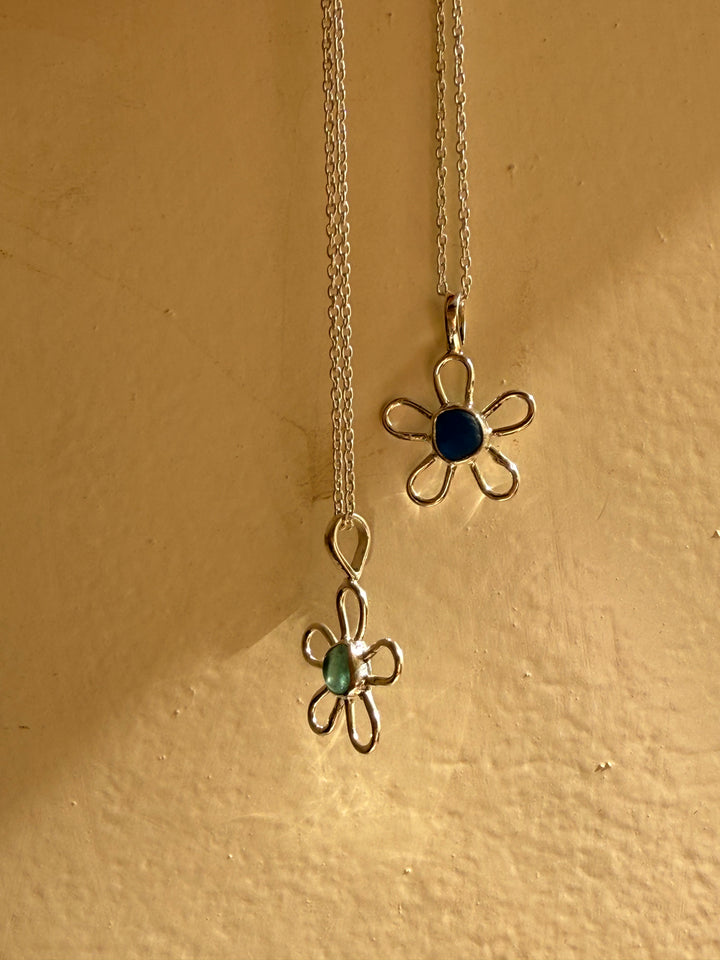 Sea glass flower locket