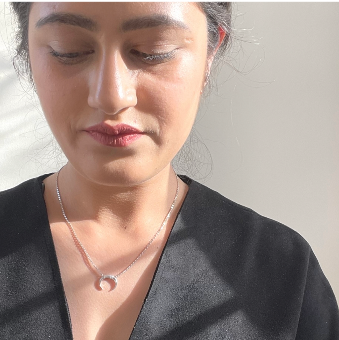Horn crescent necklace