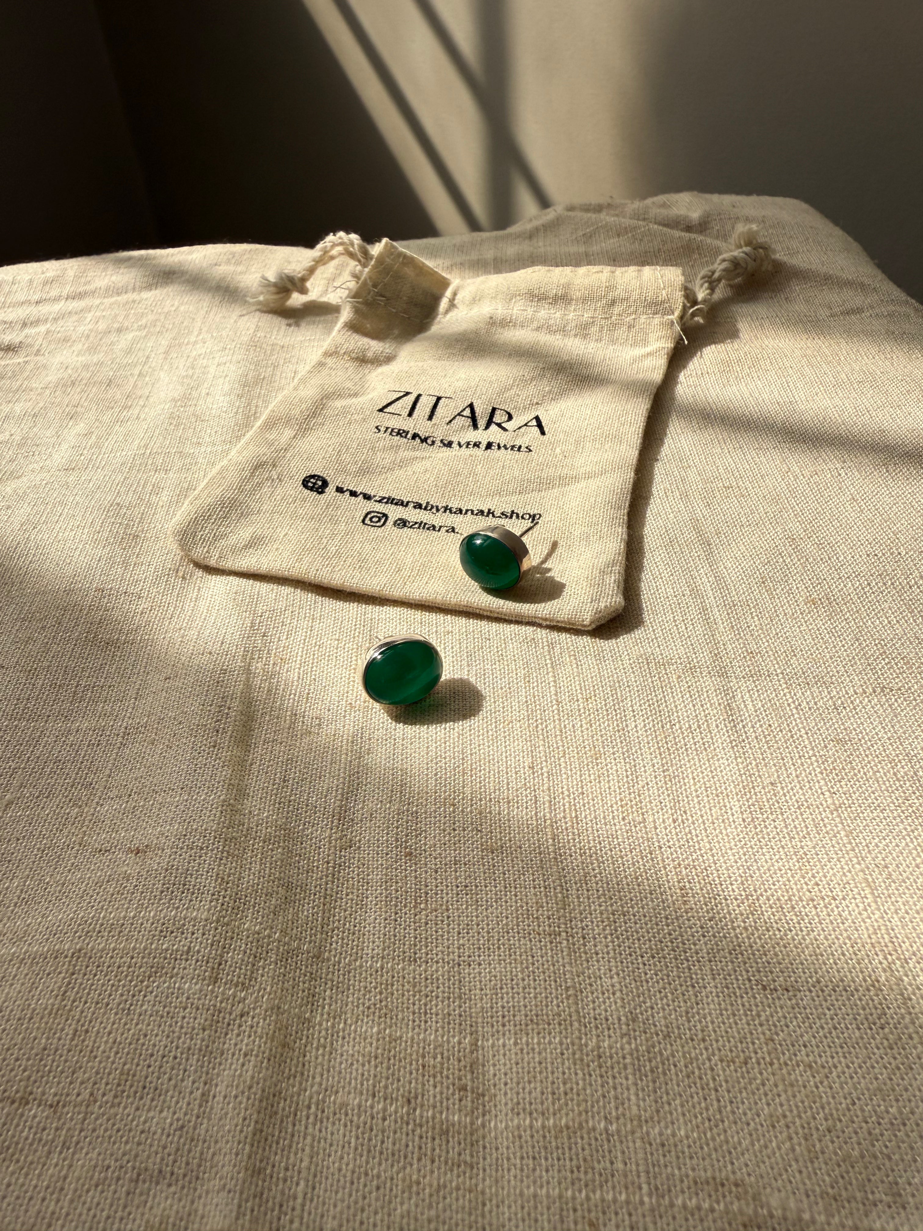 Green onyx earrings