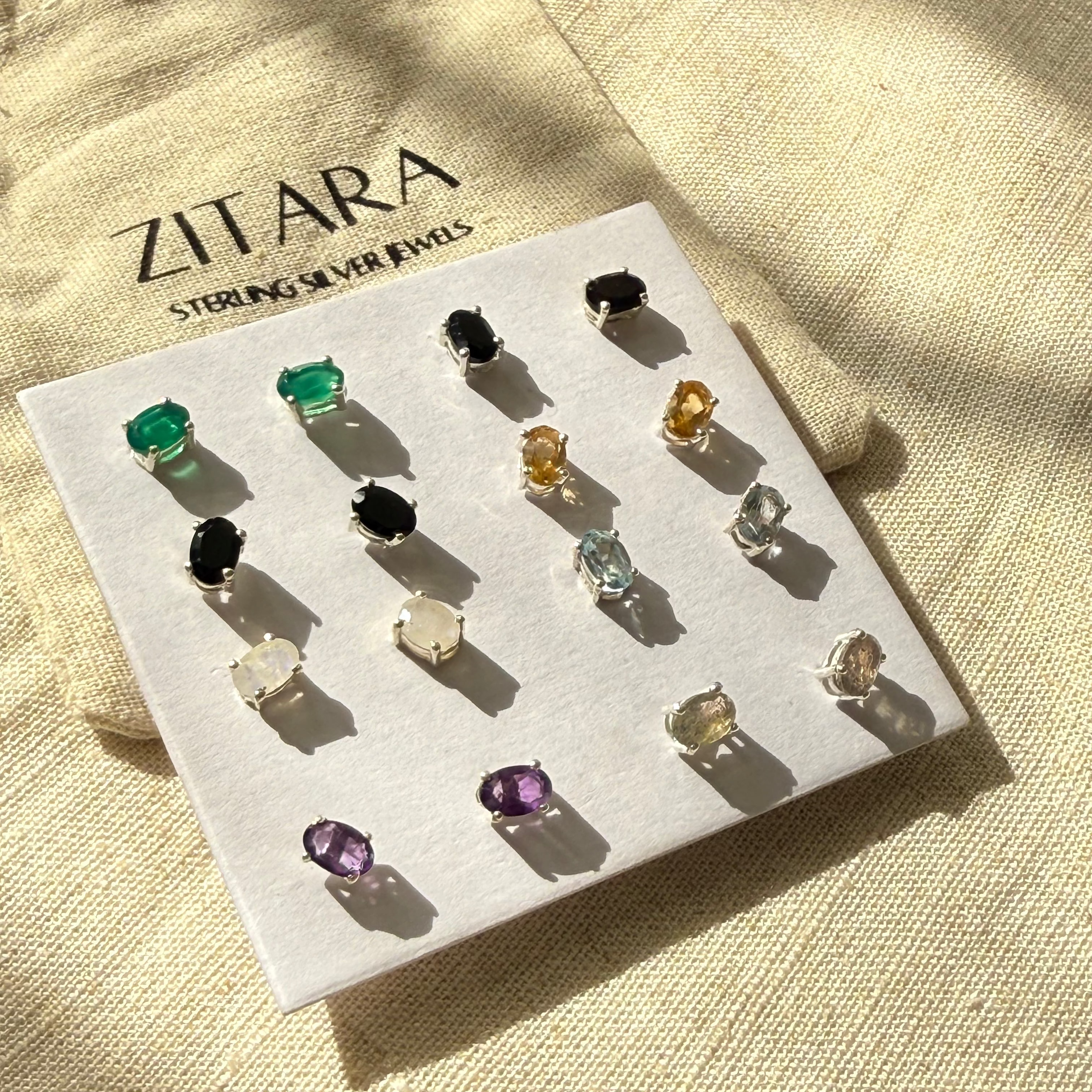 8mm oval gemstone studs
