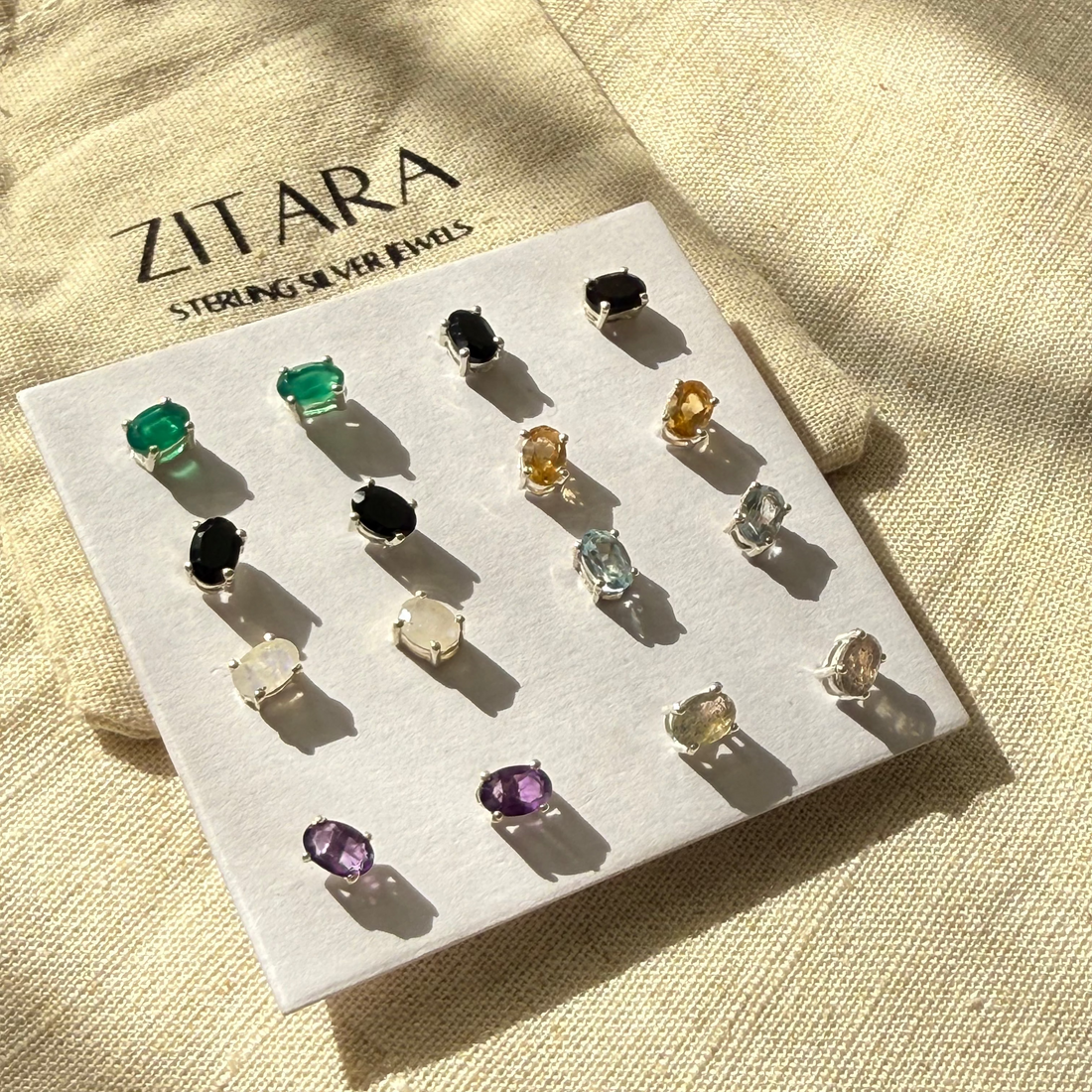 8mm oval gemstone studs