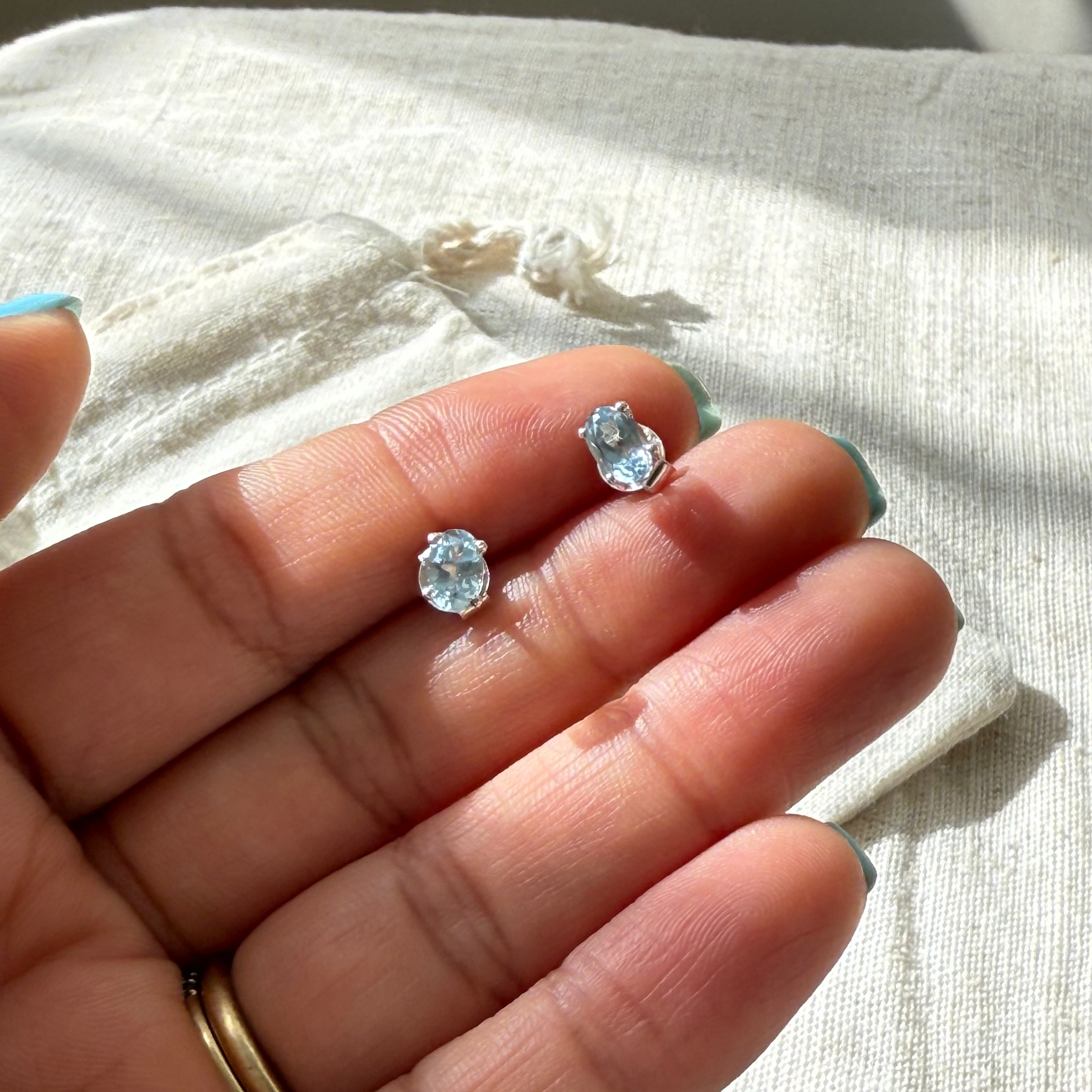 8mm oval gemstone studs