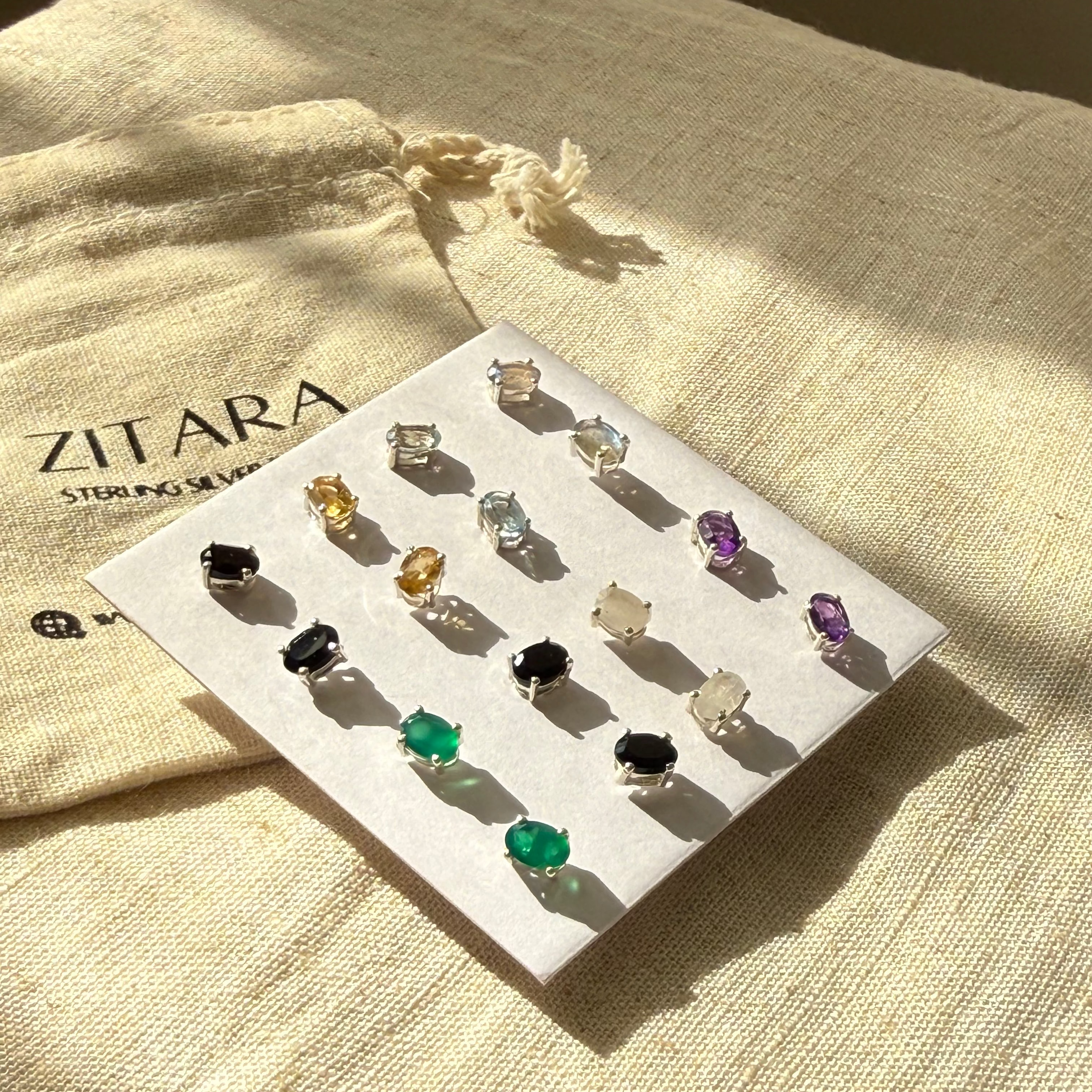 8mm oval gemstone studs