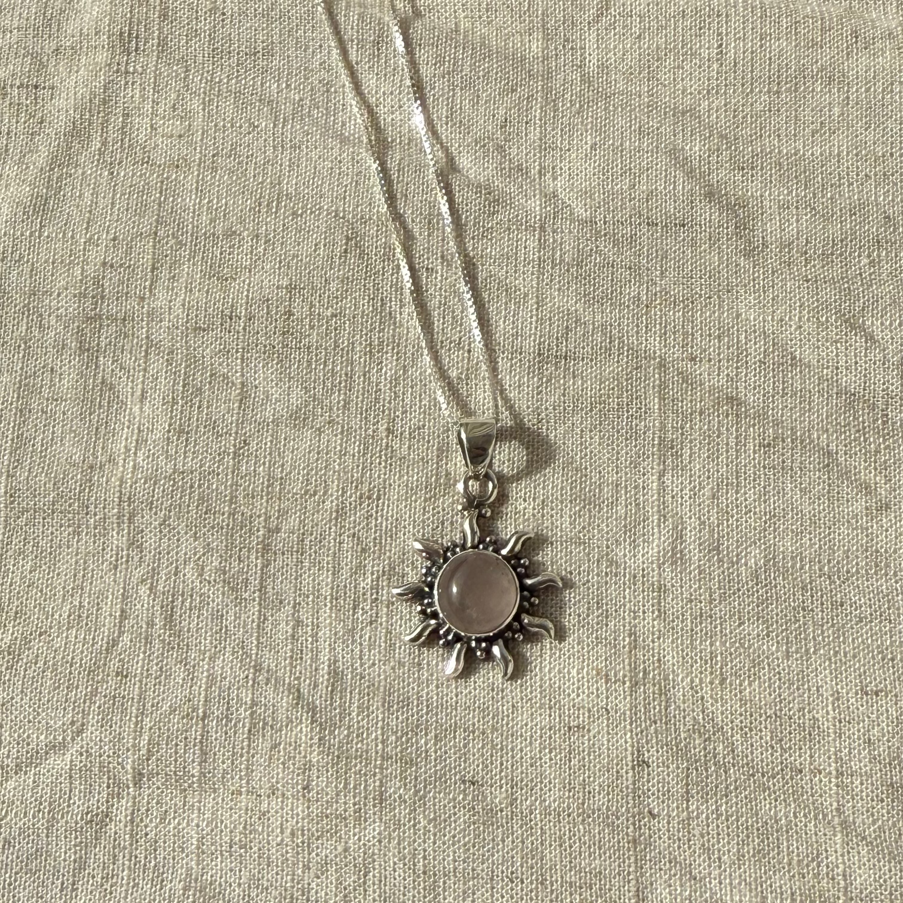 Rose quartz sun necklace