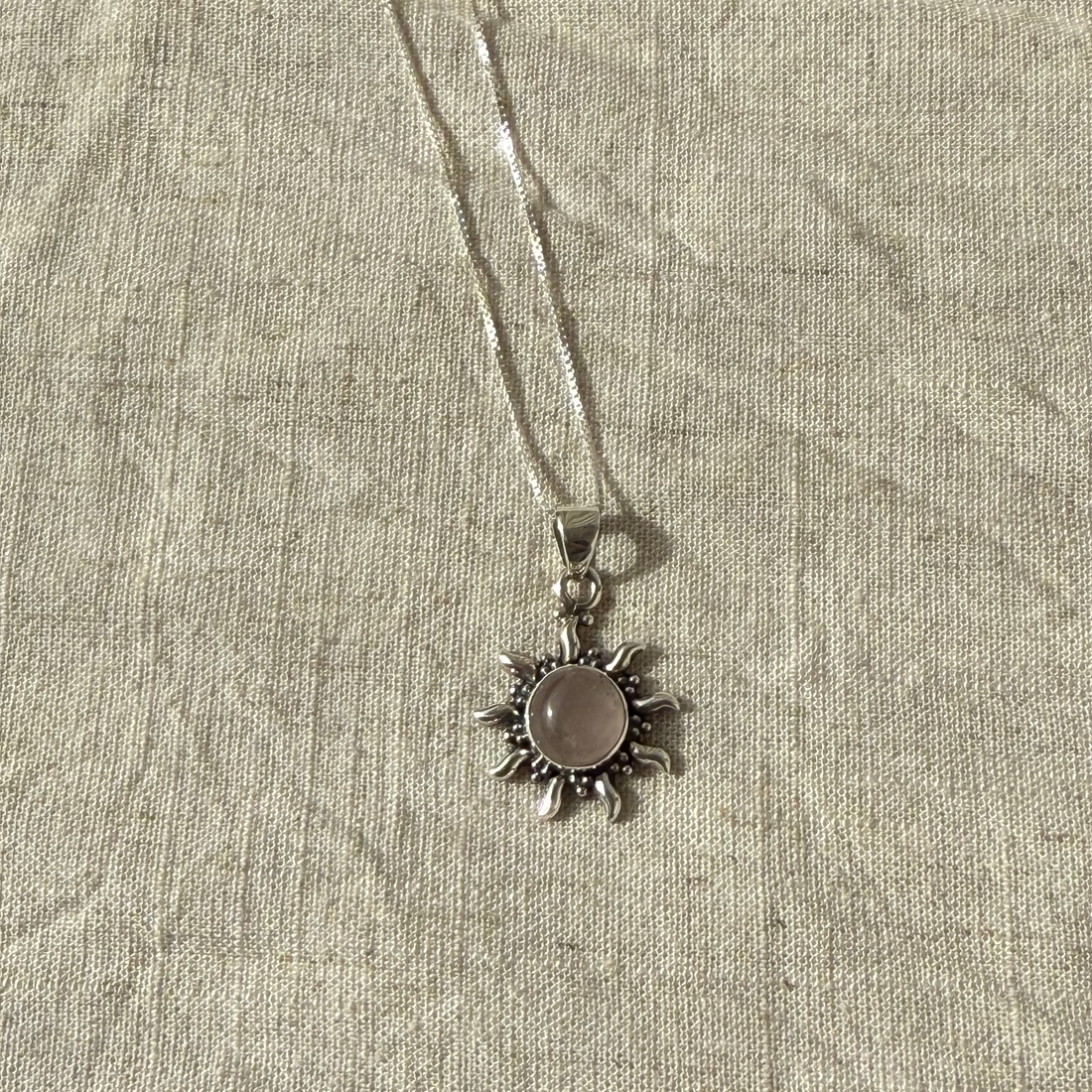 Rose quartz sun necklace