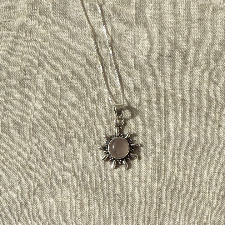 Rose quartz sun necklace